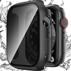 Waterproof cover for Apple Watch Series 6/5/4/SE 44mm 45mm privacy screen protector Hard bumper for iWatch Case 9/8/7 40mm 41mm