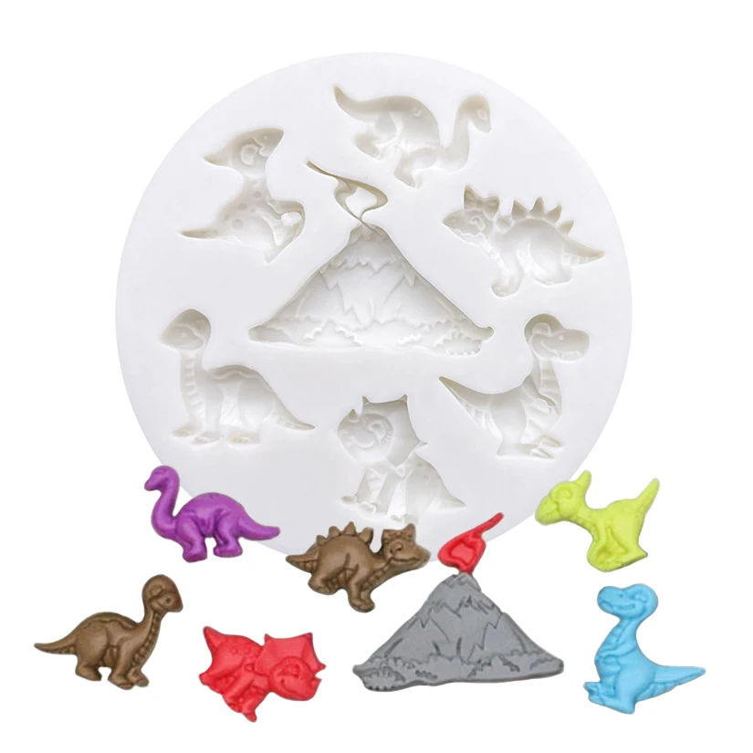 Dinosaur Volcano Silicone Mold Sugarcraft Cupcake Baking Mold Fondant Cake Decorating Tools