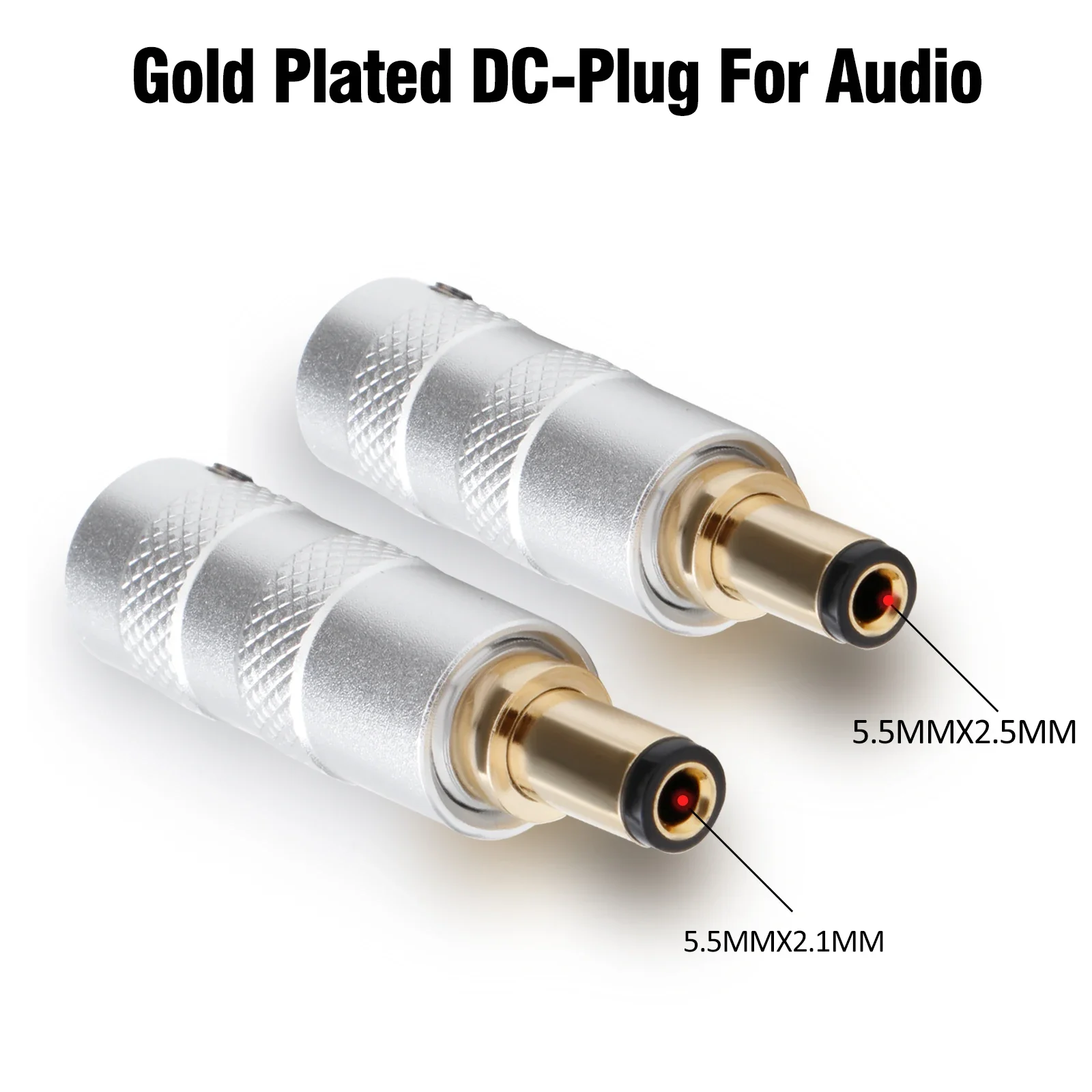 Preffair 1PC High-Fidelity HIFI DC2.1/DC2.5 Power Plug Connector with 8mm Cable Entry, Brass Housing, PTEF Insulation,  12V/0.5A