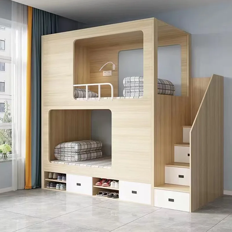 Space capsule two beds student bed staff dormitory solid wood all-inclusive bunk bed