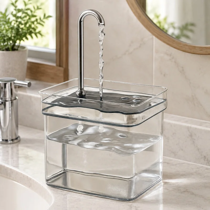 USB-Powered Silent Cat Fountain with Filtered Flow, Transparent Automatic Waterer for Pets