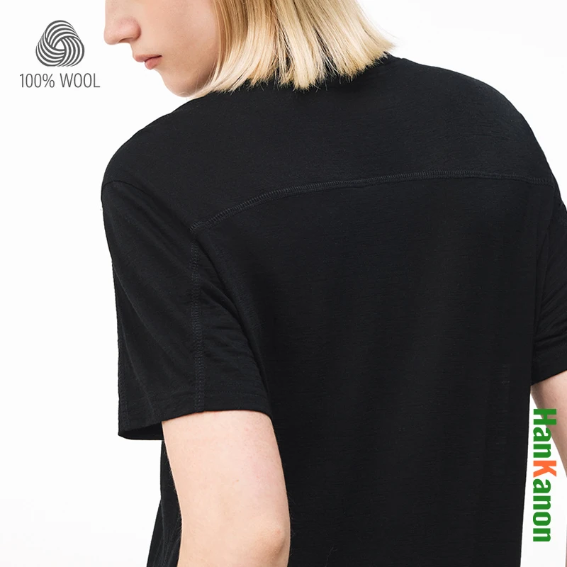 Woman Quick-Dry Merino Wool Shirt, Natural Antibacterial & Breathable, Casual Slim Fit Top for Sports 100% Merino Wool T-Shirt