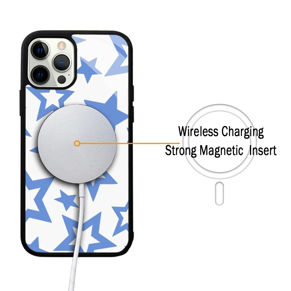 Bright Starry Phone Case For IPhone 11 12 13 14 15 Plus Pro Max Mirror Acrylic Cover For Magsafe Wireless Charging