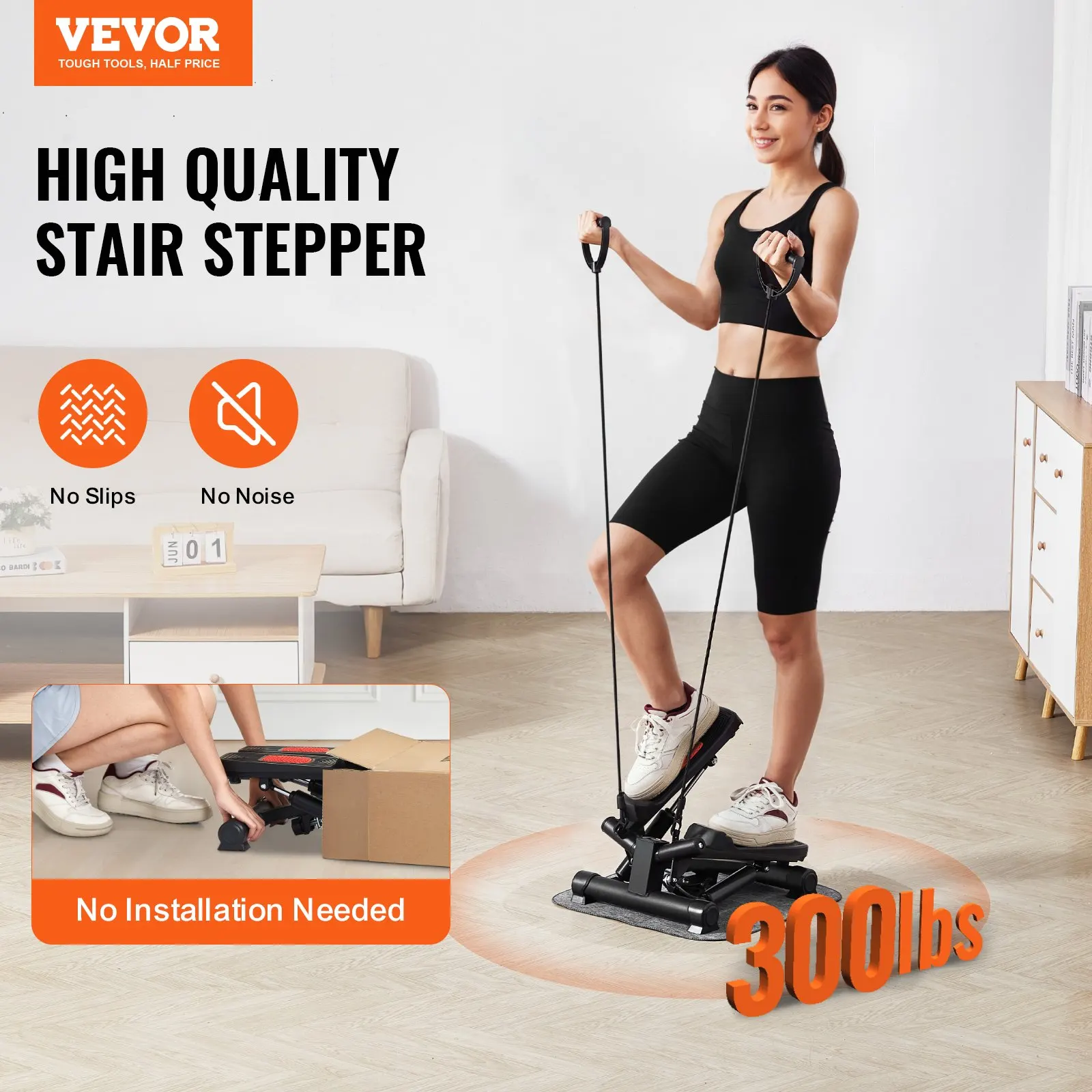 

Stair Stepper, Mini Stepper For Exercise At Home, Hydraulic Fitness Twist Stepper With Resistance Bands, Full Body Workout