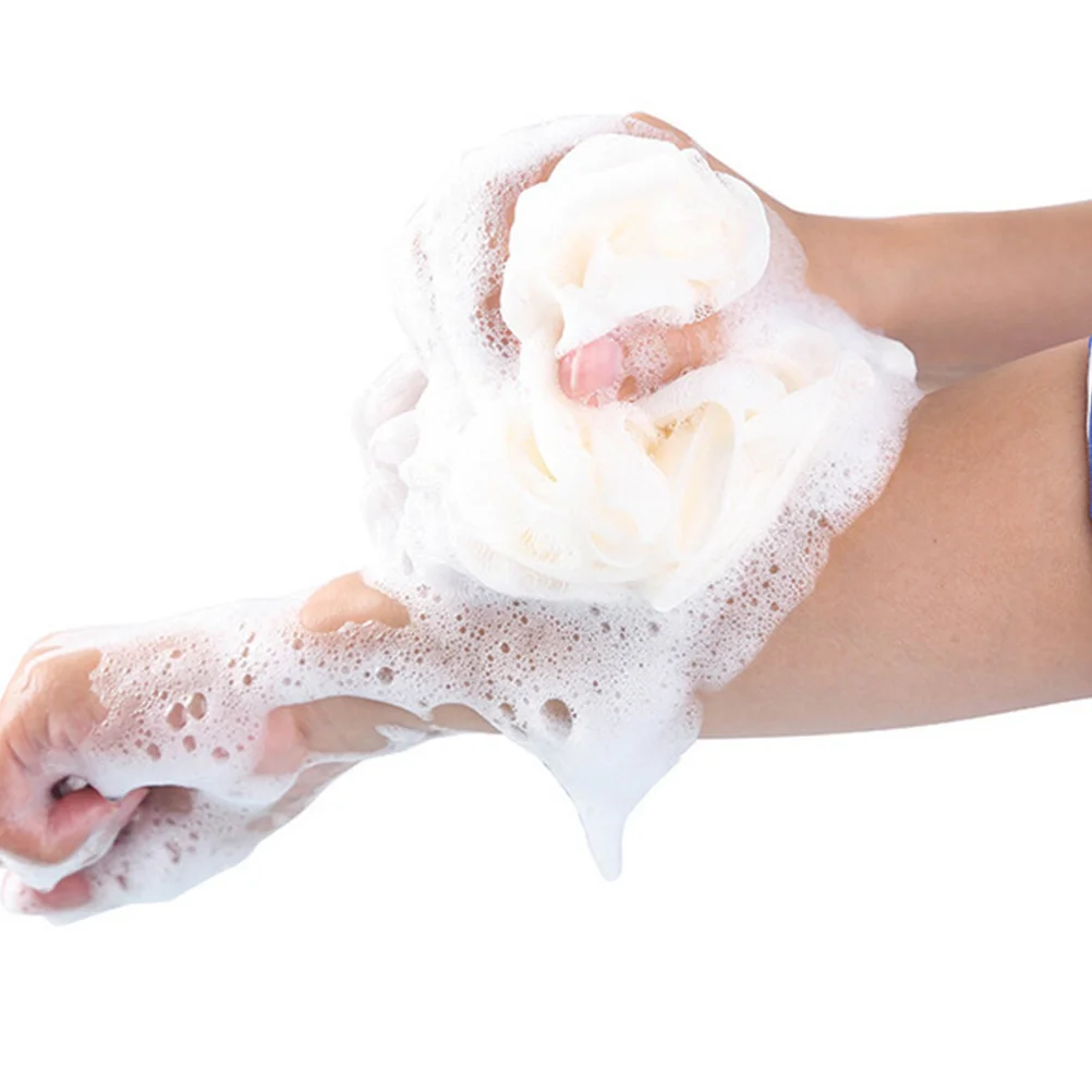 

4 pcs Shower Ball Large Double Color Mesh Pouf For Home Bath Body Wash Exfoliating Clean Skin Nylon Sponge Travel Use