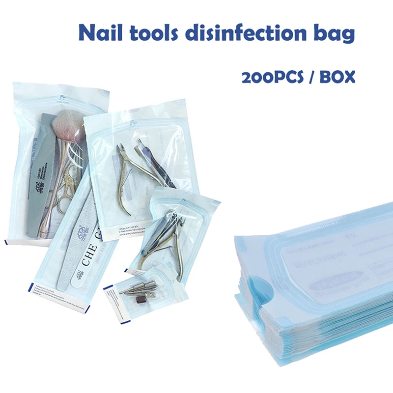 200Pcs Disposable Sterilization Disinfection Bag Set Nail Tools Sterilizer PP Bags Nails Equipment Disinfection Accessories