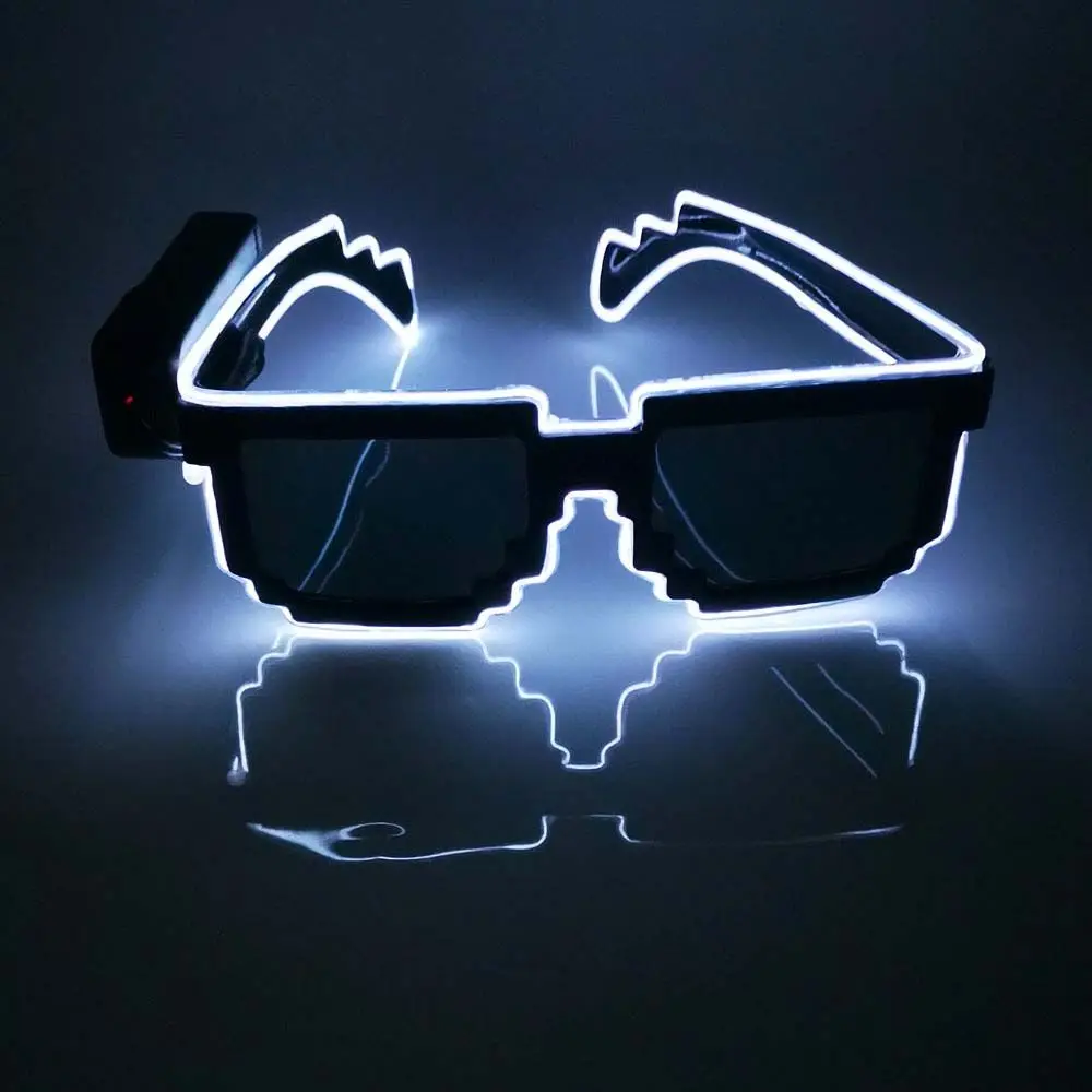 Materiały migające dekoracje Cosplay artykuły barowe Led Light up okulary świecące okulary przeciwsłoneczne mozaikowe okulary LED świecące okulary