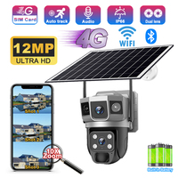 V380 Pro Solar Camera 4G Wifi Outdoor Dual Lens Three Screens 12MP 10X Zoom Outdoor CCTV Waterproof PIR Human Detection Cameras