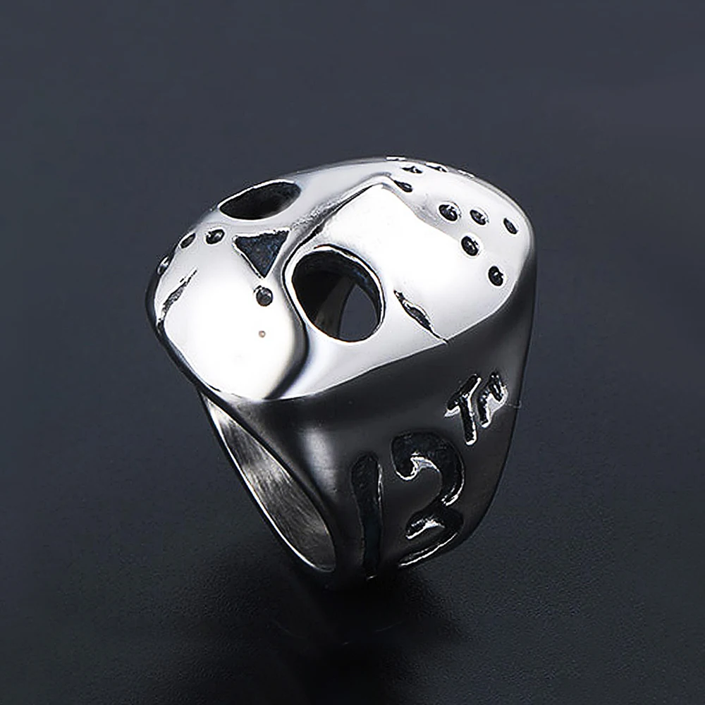 Fashion Unique Jason Mask Ring for Male Boy Punk Hip Hop 316L Stainless Steel Rings Motorcycle Amulet Jewelry Gift Wholesale