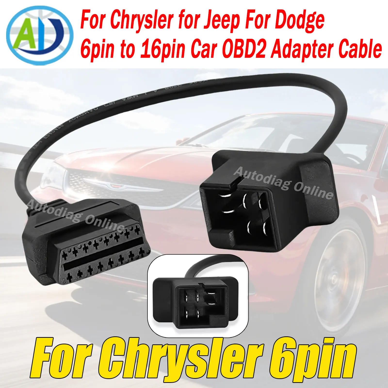 

OBD2 Diagnostic Cable For Chrysler 6pin to 16pin Car OBD2 Connector Adapter For Jeep/Dodge Automotive OBDII Diagnostic Cable