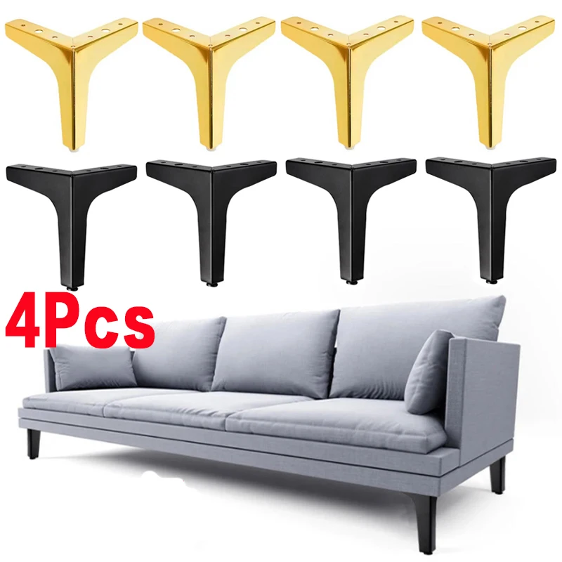 Patas de Metal para muebles, patas de repuesto para mesa, soporte de ángulo recto para sofá y silla, 4 unidades