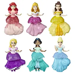 Hasbro Disney Princess Collectible Dolls Set of 6 with 6 Royal Clips Fashions One-Clip Dresses Toy for 3 Year Olds and Up E5094
