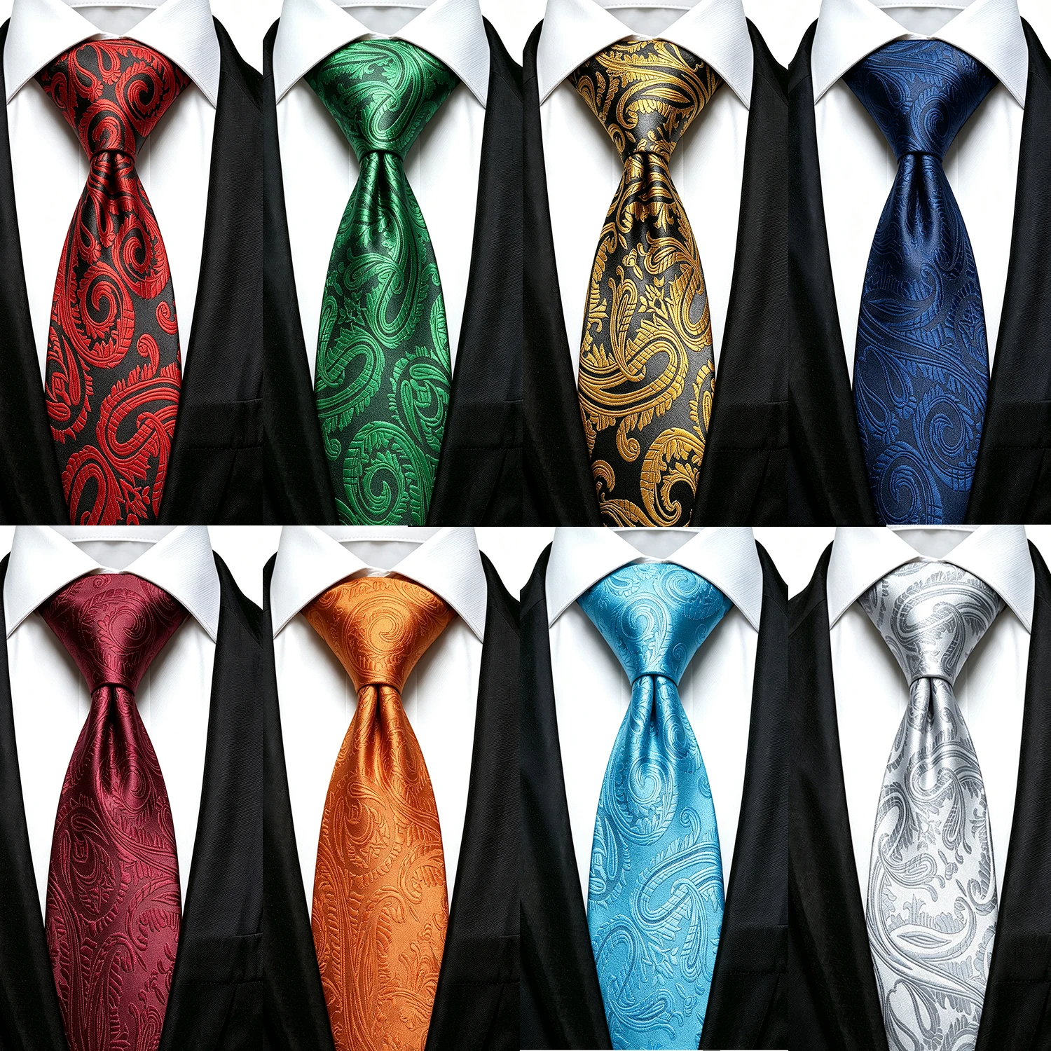 14 Styles Fashion Paisley Men's Ties Gold Teal Green Black Silk Tie For Men 8cm Business Wedding Accessories Cravat Gift For Men