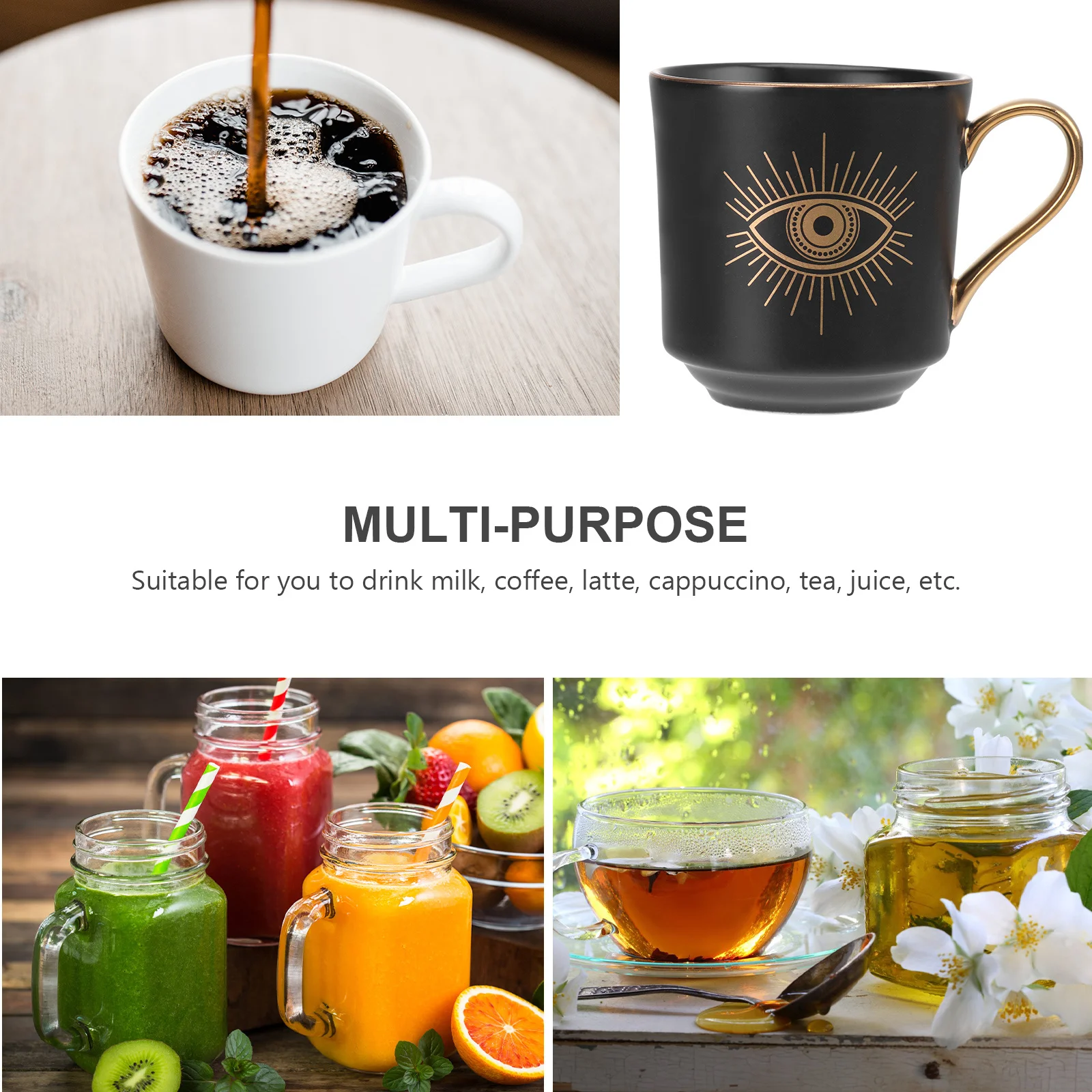 

1Pcs Devil's Eye Ceramic Mug Cup Smooth Large Capacity Tea Mug for Daily Use Holiday Gift Decorative Drinking