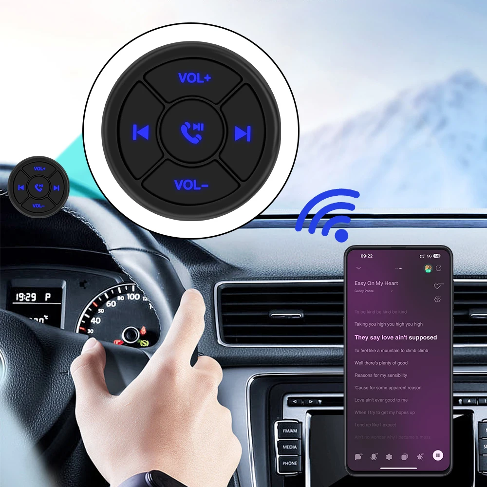 

For IOS Android Steering Wheel Button 5 Keys Car Motorcycle Wireless Controller Wireless Bluetooths Remote Controller