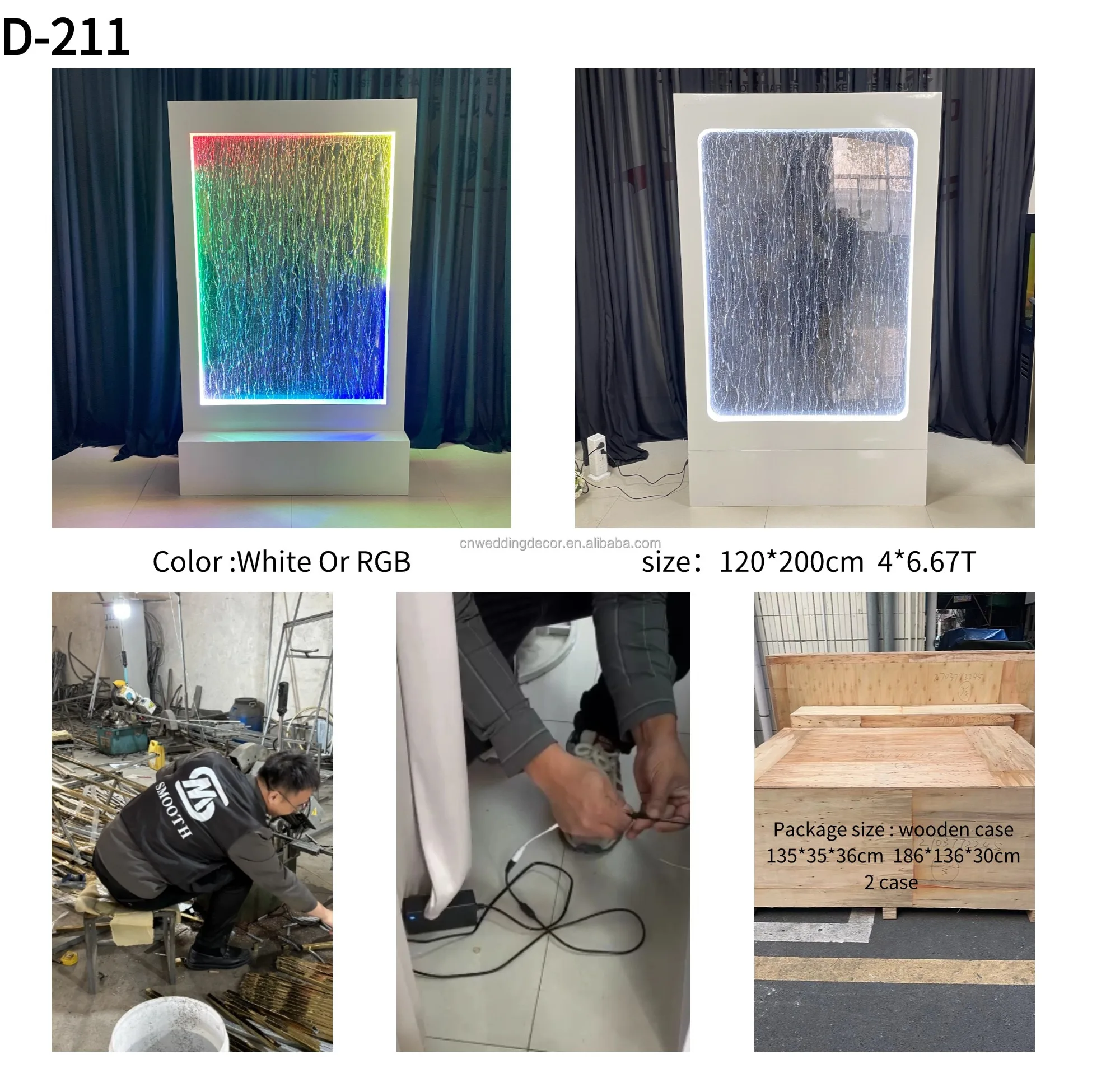 Customization.SMOOTH Welcome Sign LED Bubble Screen Water Curtain Clear Running Water Waterfall Backdrop Wall