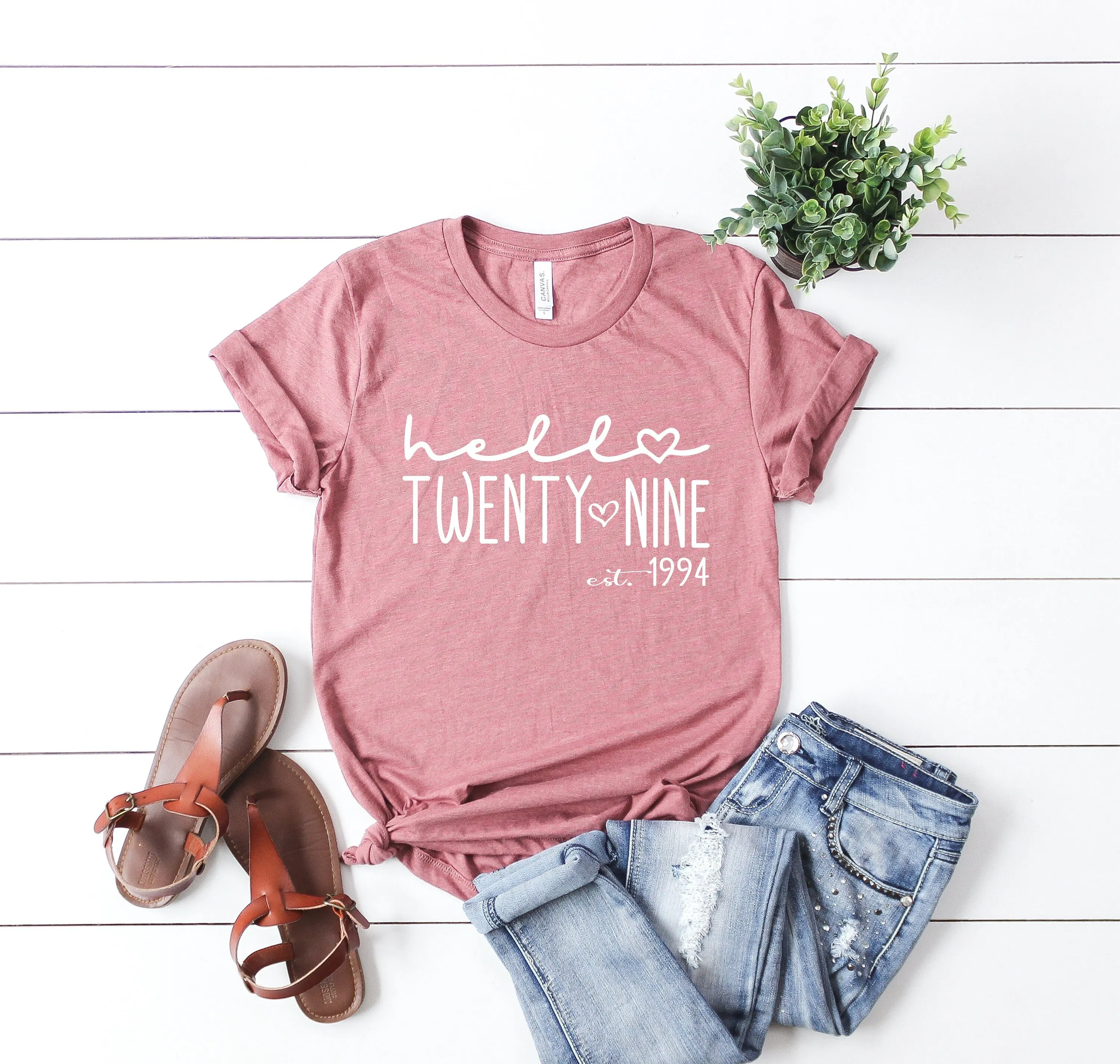 Hello Twenty Nine T Shirt Est 1994 29th Birthday For Her Turning 29 Party