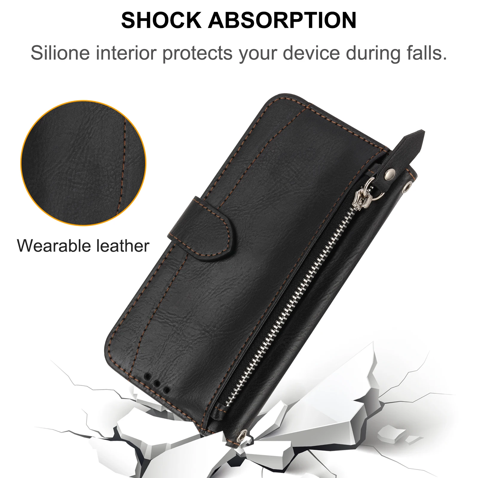 Crossbody Cards Solt Wallet Leather Zipper Case For OPPO A17 A57 A58 A78 Realme 11 4G 5G C30 C31 9 Pro Reno7 Long Lanyard Cover