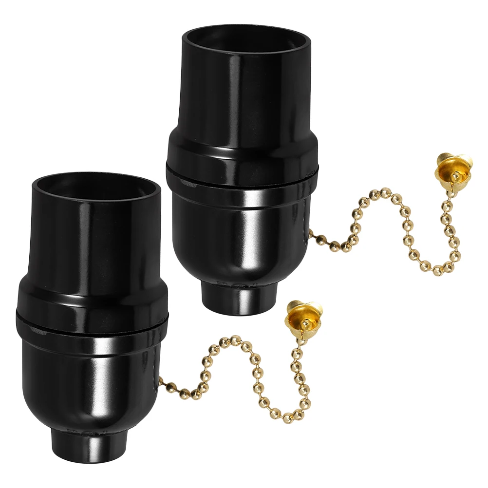 

2pcs Lamp Holder Accessories E27 Socket Metal Pull Chain Lamp Base Zipper Light Parts Long Lasting Stable Durable