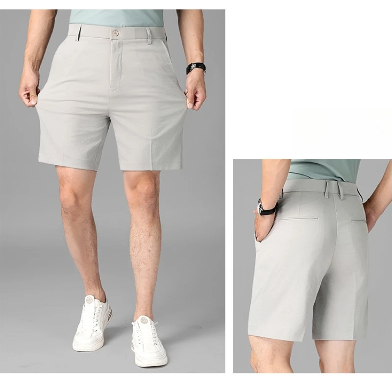 

Мужские летние повседневные шорты в деловом стиле, прямые свободные пляжные шорты из полиэстера, легкие быстросохнущие - размеры 30-42