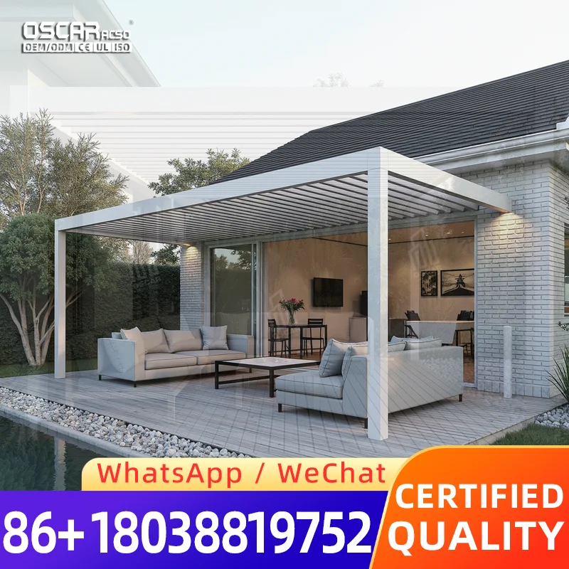 New Motorized Screen Roller Blinds Outdoor Aluminium Louvre for Sunshade Pergola pergola