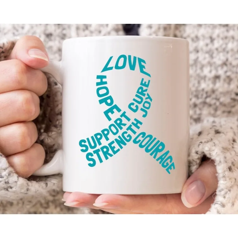 

Вдохновляющая кружка для осведомленности о раке яичников – любовь, надежда, лечение, поддержка, прочность, дизайн мужества, бирюзовая лента, сейф для микроволновой печи