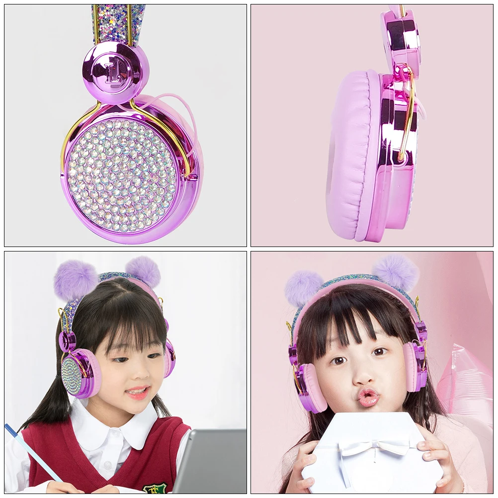 

Children Headphones Kids Earphones Cute Unicorn Design Wired Overhead Compatible Phone Tablet PC Adjustable Headband 85DB Volume