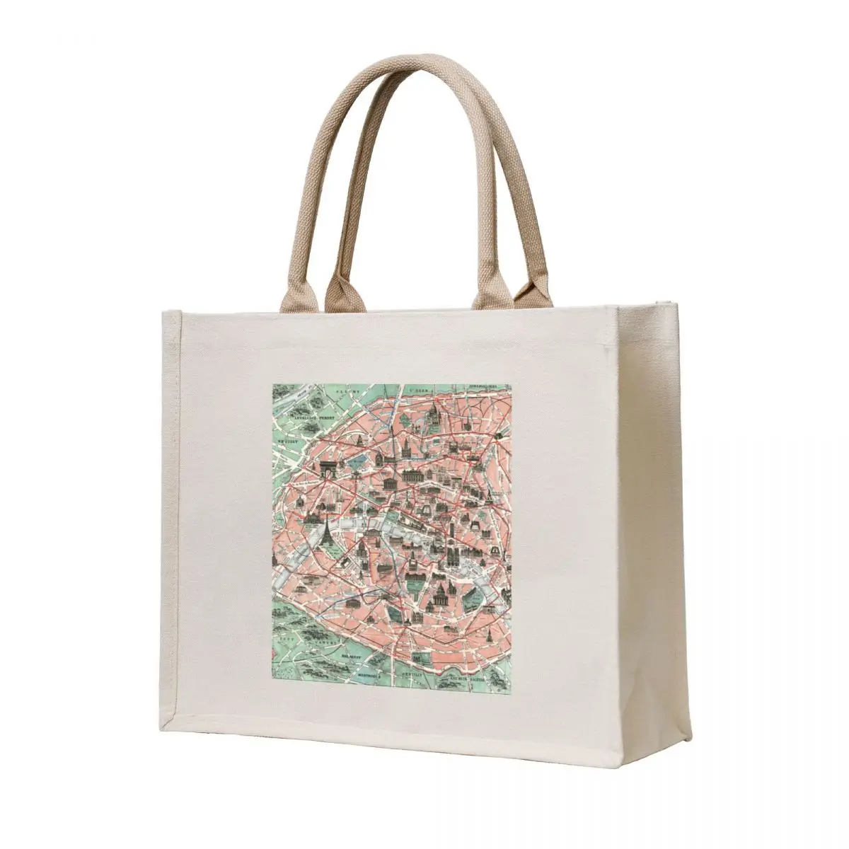 Vintage pocket map of Paris France Tote Bag shoping bag tote bag men shopping Women's shopping