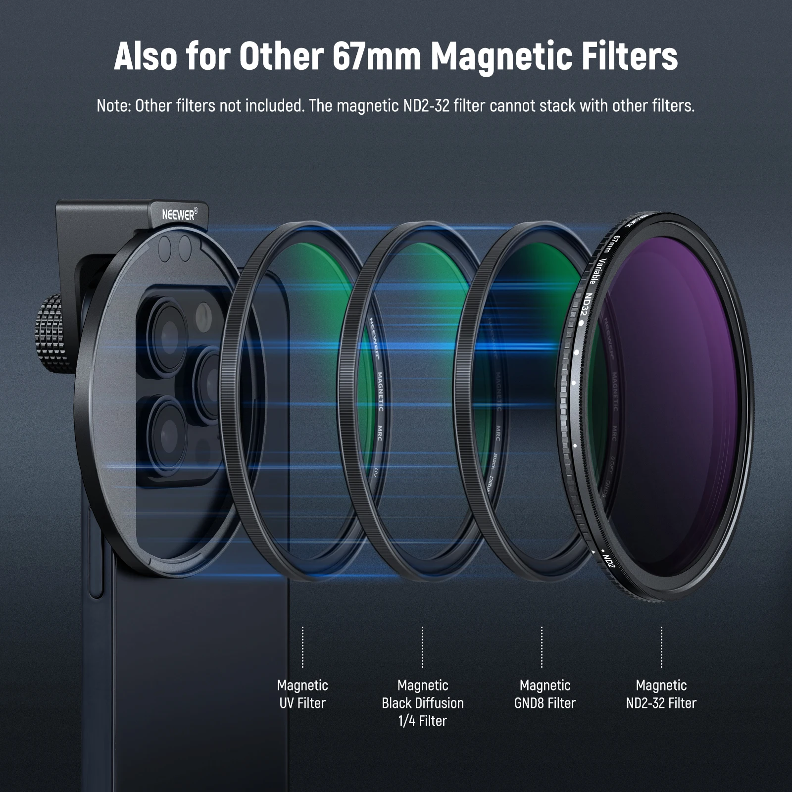 NEEWER 67 mm magnetischer CPL-Filter, kreisförmiger Polarisationsfilter mit Kaltschuh-Telefonobjektiv-Clip für iPhone, Samsung, Android-Handys – Detail 5