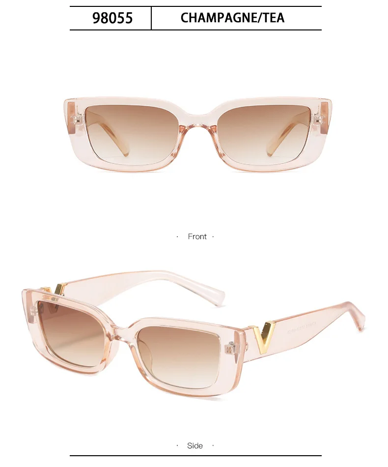 Retro Rechteckige Sonnenbrille für Damen UV400 Markendesigner Vintage Kleiner Rahmen Sonnenbrille Damen Klassisch Schwarz Quadratisch Oculos De Sol – Detail 3