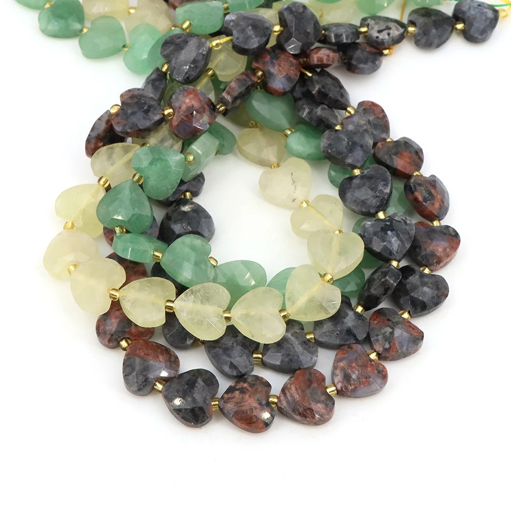 

Natural Stone Heart Love Shape Bead 15mm Faceted Gemstone Charms Beads Fit Healing Crystal Jewelry Making Bracelet Necklace DIY