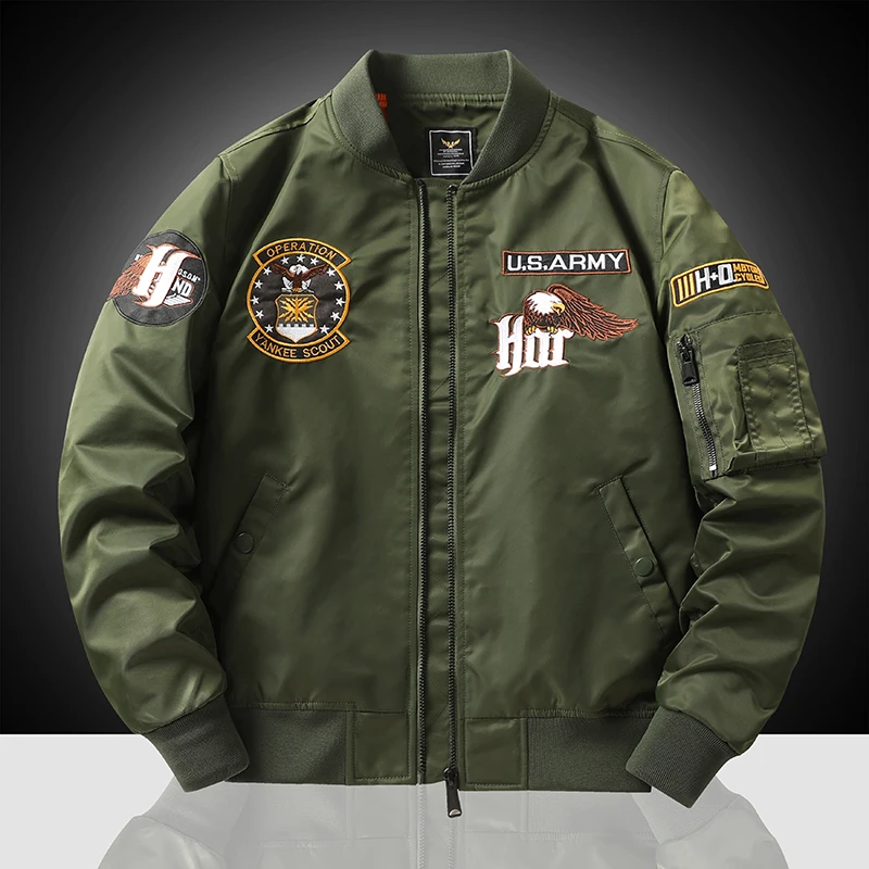 

Embroidered Eagle flight jacket for men, Aviators, baseball uniforms, flight tactical apparel, heavy industry, Spring and Autumn