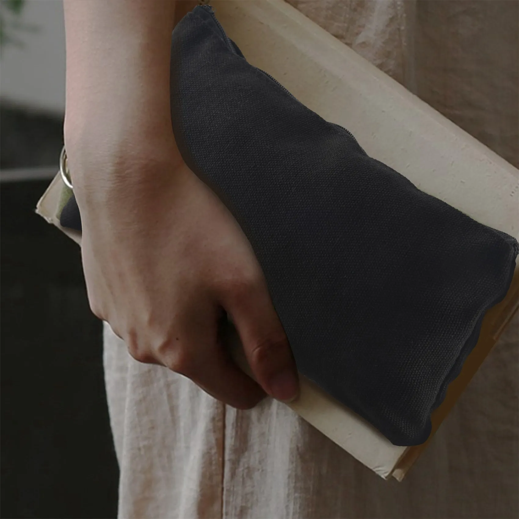 A44T40 шт. Холщовые сумки на молнии Холщовые косметички Пенал Пустые сумки для рукоделия для путешествий DIY Craft School Черный