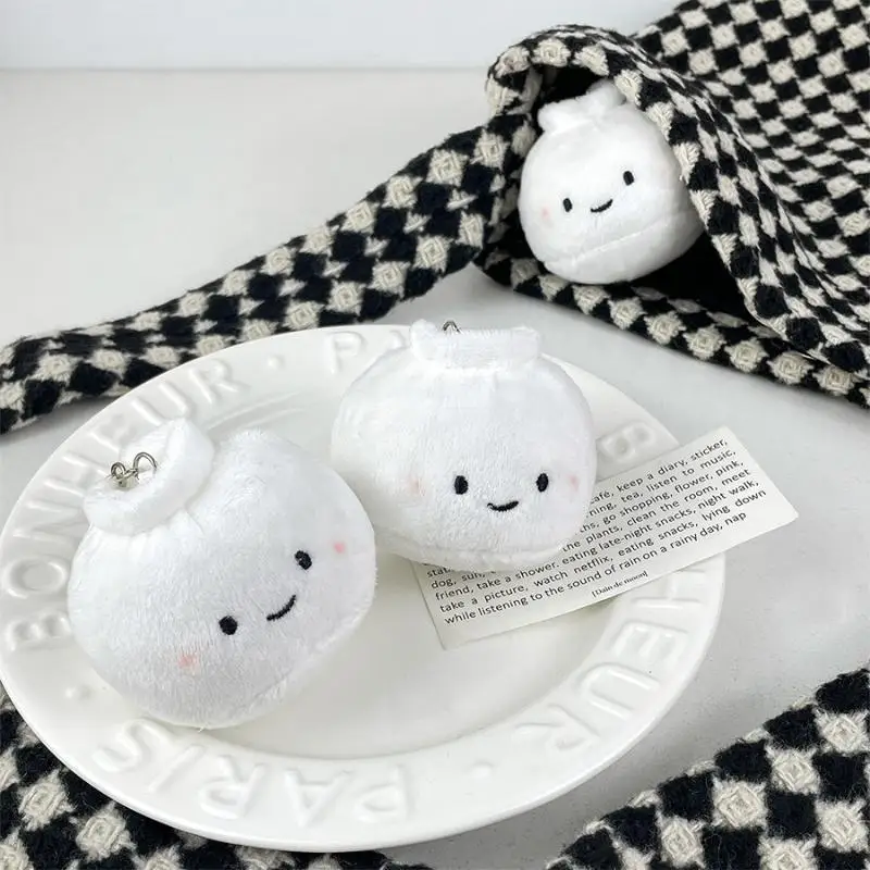 Entzückender chinesischer Dim-Sum-Plüsch-Schlüsselanhänger, flauschiger Dampfnudel-Puppenanhänger, niedliche Taschenaccessoires für Feinschmecker und Anime-Fans. – Detail 5