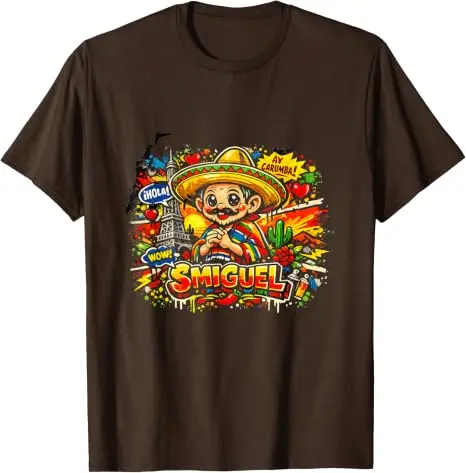 Smiguel Mexikanisches Sombrero T-Shirt Y2k Humor Lebendige Kunst Lustiges Mexikanisches Kultur-Mashup T-Shirt Niedliche Festival-Partykleidung Neuartiges Geschenk – Detail 7