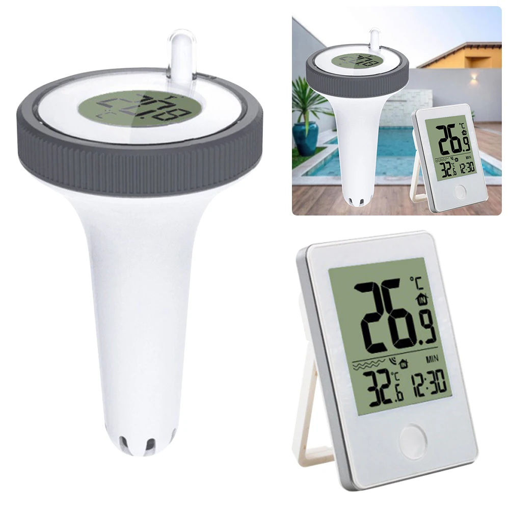 

Wireless Floating Thermometer IPX8 Waterproof Easy Read Digital Pool Thermometer with Outdoor/Indoor Temperature Monitor