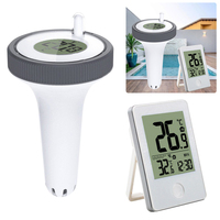 Wireless Floating Thermometer IPX8 Waterproof Easy Read Digital Pool Thermometer with Outdoor/Indoor Temperature Monitor