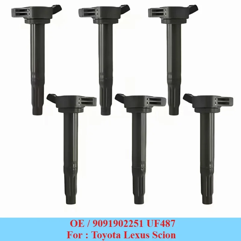 6PCS UF487 Lgnition Coil 9091902251 For LEXUS IS350 RX350 RX450H For TOYOTA AVALON CAMRY SIENNA VENZA RAV4 V6-3.5L 9091902250