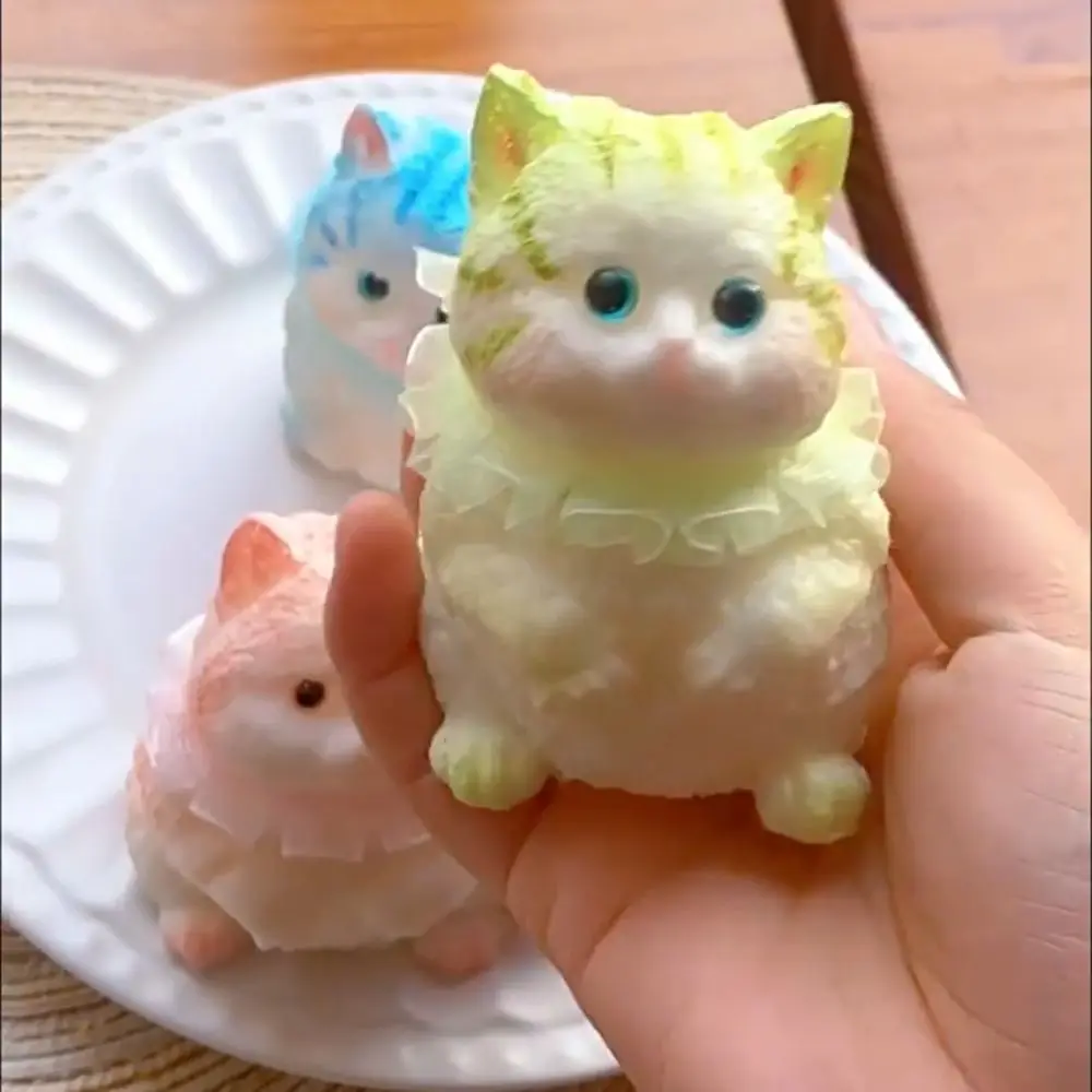 Cute Slow Rebound Cat Doll Squeeze Toy Animal Cartoon Simulation Cat Squeeze Toys Mini Colorful Cat Fidget Toy Mini Ornaments