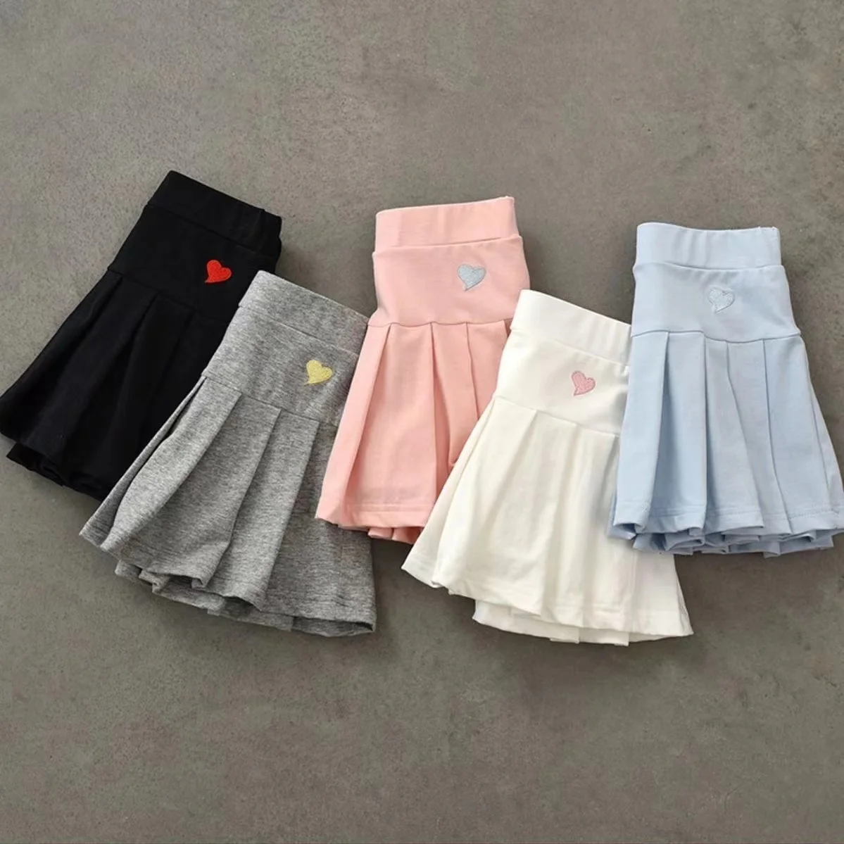 Girls Student Uniform Skirts New Pleated Culottes Children\'S Summer Skirt With Inner Safety Pants 2 6 8 10 15 Year