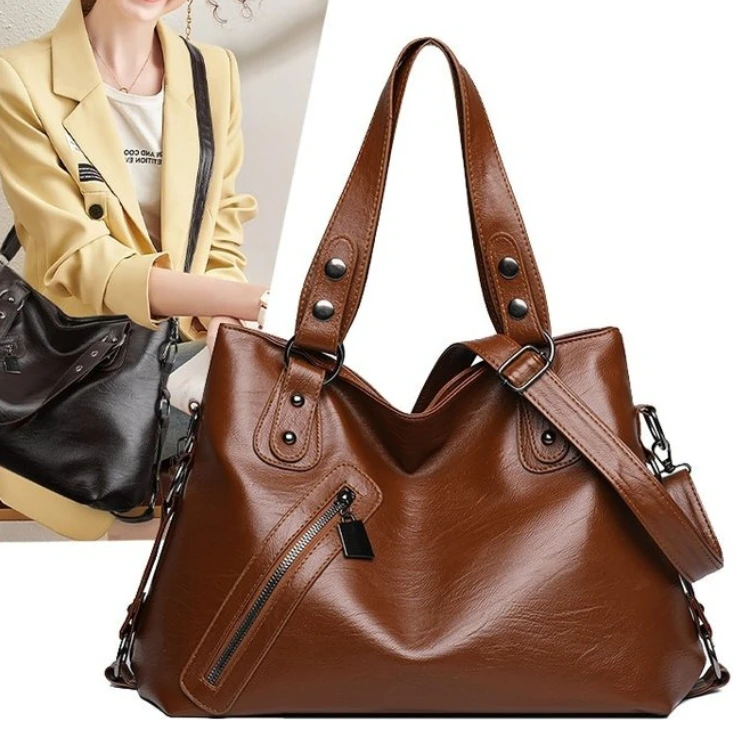 

2026 New Simple Women's Commuter Messenger Bag Large Capacity Retro Shoulder Bag Fashionable Versatile Tote Bag