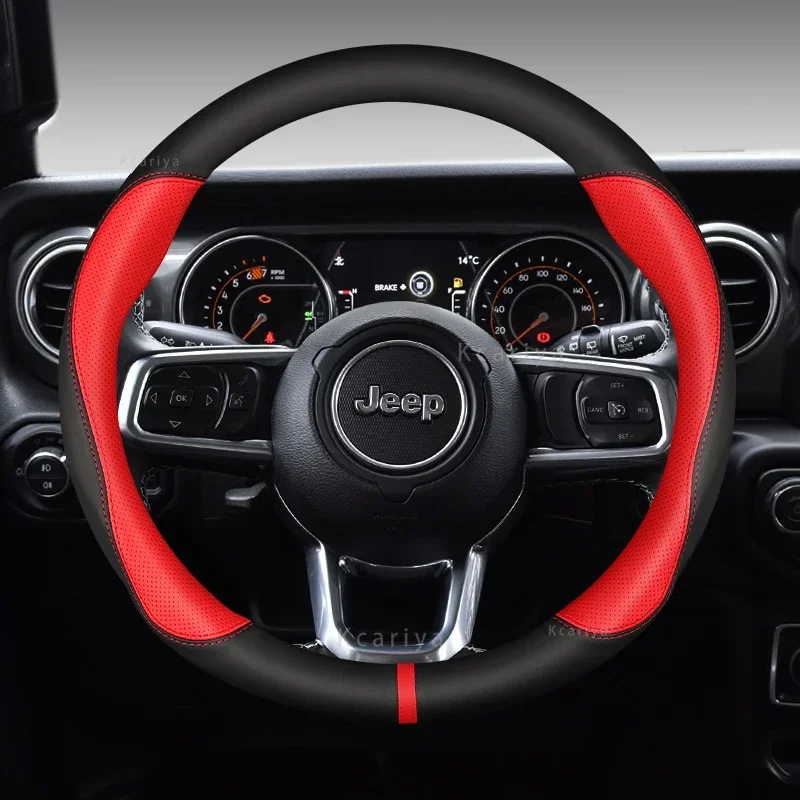 

PU Leather Car Steering Wheel Covers For Jeep Commander PATRIOT COMPASS RENEGADE Grand Cherokee Wrangler