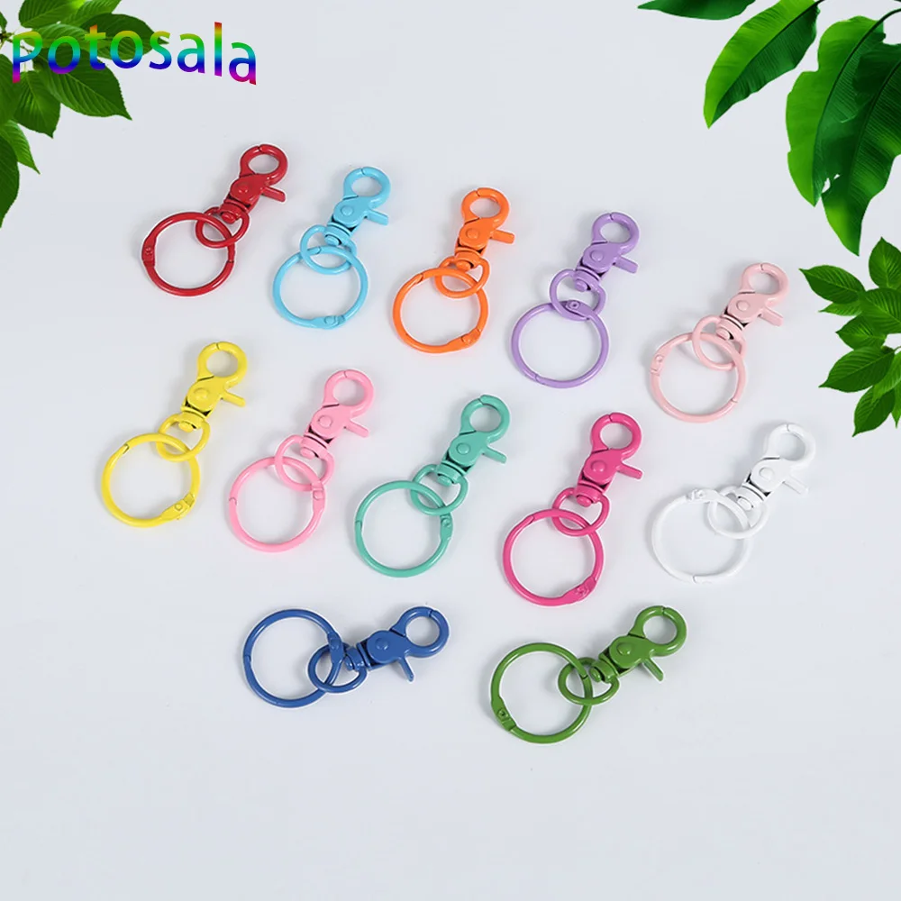 

Potosala 30mm Keyring Key Chain Fashion Paint Colors Plated 70mm Keychain Keyrings Plated Lobster Clasp Keychain Making 10Pcs