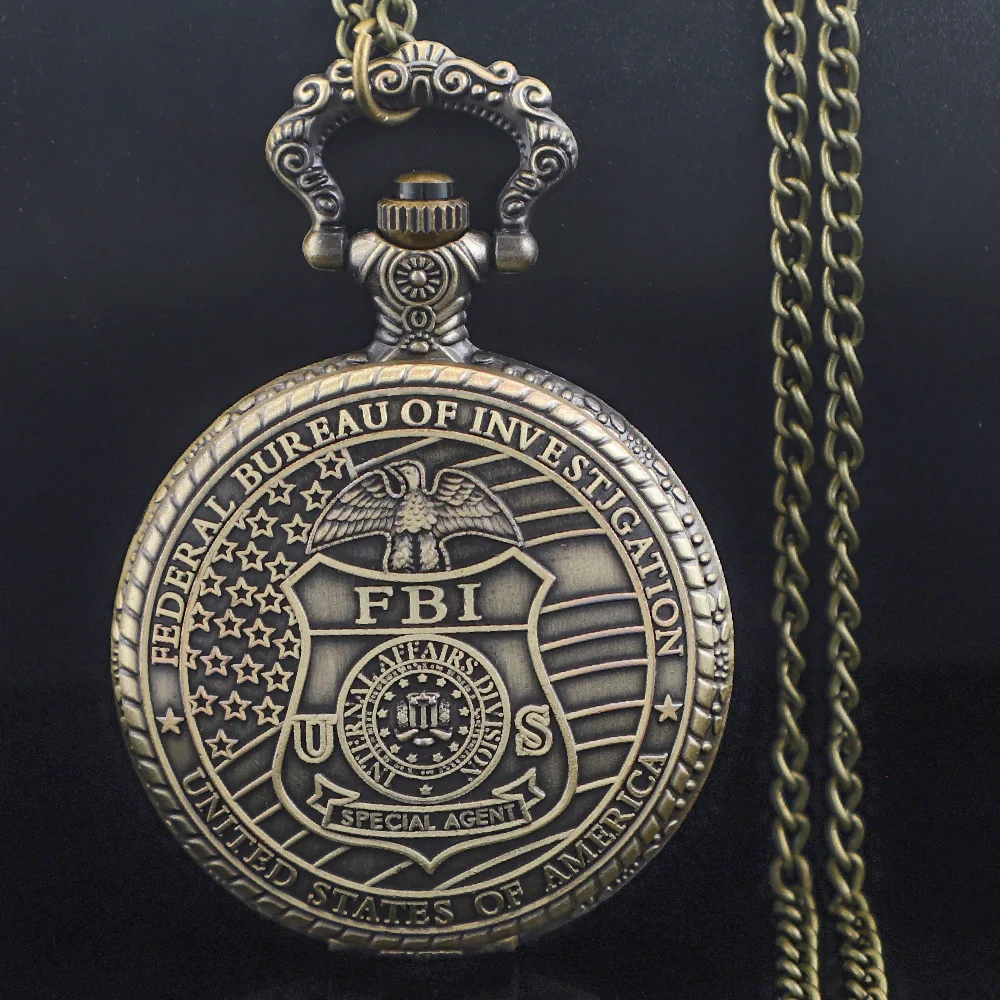 ريترو إيجل F.B.I تصميم كوارتز ساعة الجيب خمر ساعات الجيب ساعة للرجال النساء مع فوب سلسلة مجوهرات اكسسوارات هدايا
