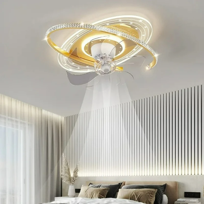 Modern LED Ceiling Fans Light Stepless Dimming with Remote Control Fan Light, 6 File Adjustable Fans, for Bedroom Living Room