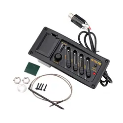 Acoustic Guitar Pickup with 2.5mm Plug Wire 4 Band Equalizer EQ 7545 Pro Preamp Amplifier Equalizer Tuner Piezo Pickup Black