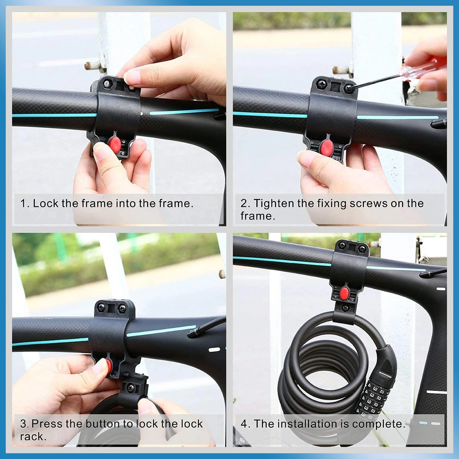 

Bike Cable Heavy Duty Chain 5-Code Resettable Anti-Theft Security Reflective Ring Durable Keyless Lock For Bicycle Long