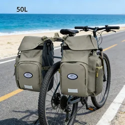 50L 2-in-1 Multifunction Bicycle Carrier Bag Trunk Bag Waterproof Double-Sided Cycling Pannier Bike Luggage for Active Travel