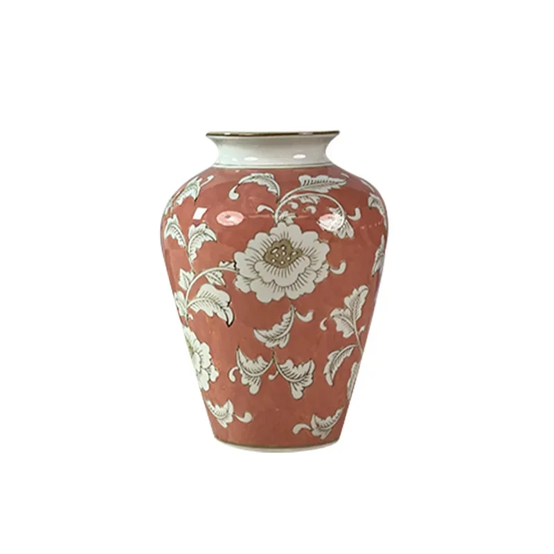 X20Chinese-style Retro Ceramic Vase Blue and White Porcelain Vase Flowerpot Flower Arrangement Accessories Home Decoration