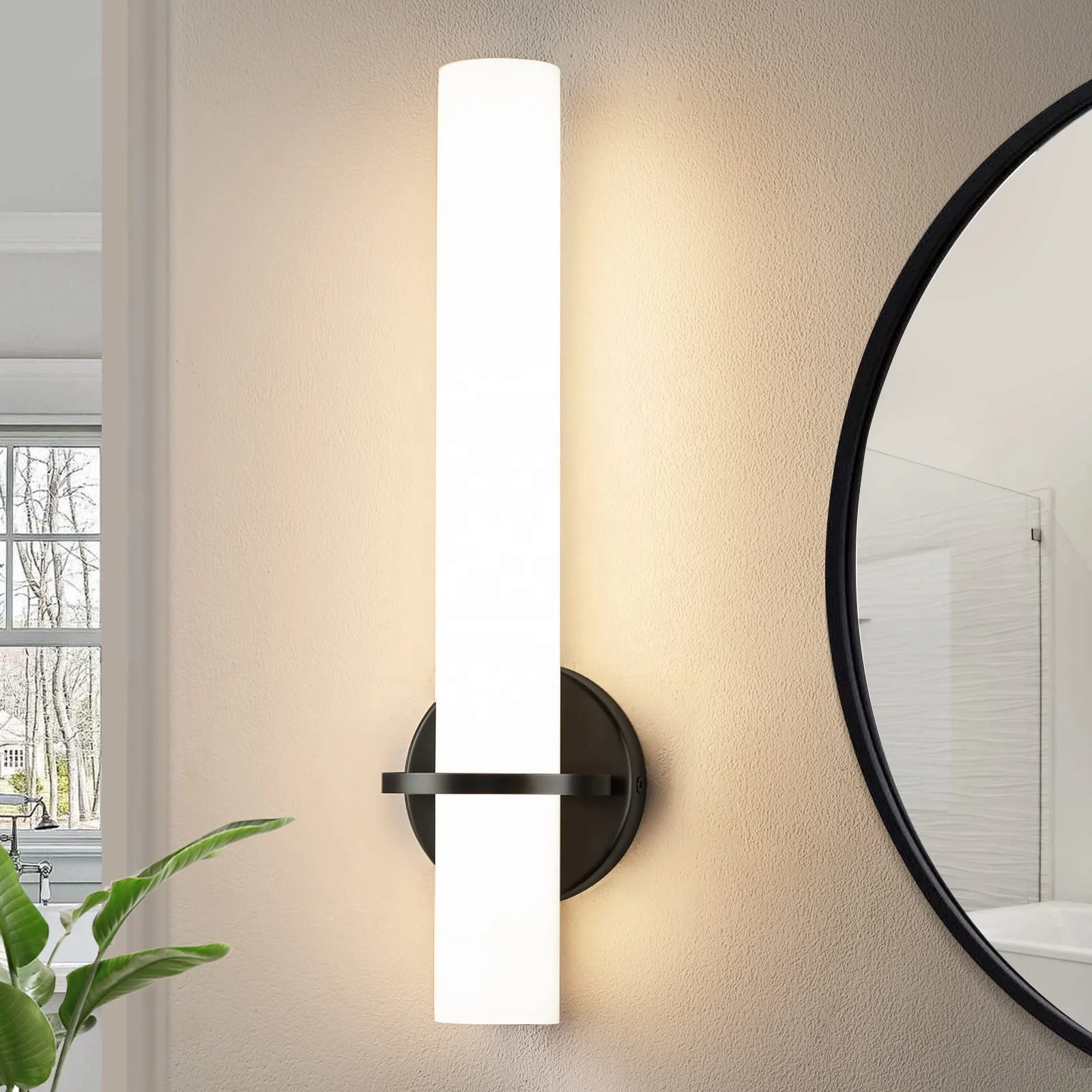 

18W Black Wall Sconce Dimmable Modern Wall Light Acrylic Lampshade Bathroom Living Room Bedroom Hallway Stairway Wall Lamp